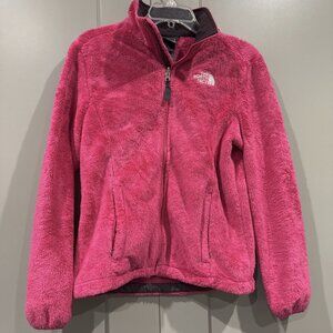 The North Face Hot Pink Fur Fleece Zip-Up Jacket Sweater Pockets Women's S Small